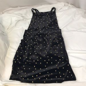 Black Velour With Gold Stars Apron Dress Size Small